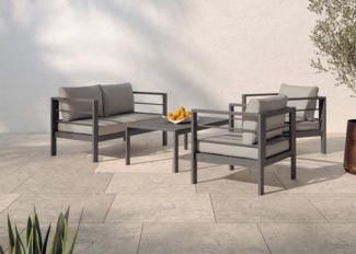 KONIFERA Gartenlounge-Set »New Jersey«, (Set, 12-tlg, 1x2er Sofa, 2 Sessel, Tisch 62 x 110 x 41 cm, inkl. Auflagen), Tischplatte aus Nonwood
