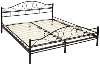 Metallbett mit Lattenrost im romantischen Design - schwarz/schwarz, 200 x 140 cm