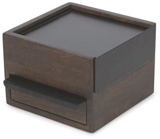 Umbra Mini Stowit Schmuckkasten, Schmuck Kasten, Schmuckfach, Aufbewahrung, Holz / Metall, Walnuß / Schwarz, 17 cm, 1005314-048