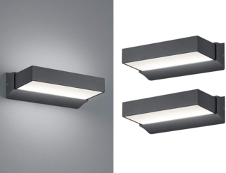 meineWunschleuchte LED Außen-Wandleuchte, LED fest integriert, Warmweiß, 2er-Set Fassadenbeleuchtung Hauswand, Außenlicht IP 65, Anthrazit