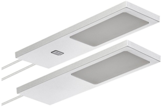 SO-TECH® LED Unterbauleuchte LED Möbelleuchte GIULIA II, LED fest integriert, Warmweiß, 2700K, 2er SET mit / ohne Sensor inkl. 33W Trafo silbergrau