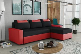 Ecksofa Schlafsofa Sofa HEDVIG LUX Manila Rot- Schwarz Ottomane Rechts