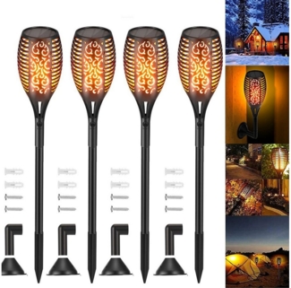 oyajia LED Solarleuchte LED Solarleuchte Wasserdichte LED-Fackeln Gartenleuchte Flammenlicht, LED fest integriert, Warmweiß, Außenleuchte Gartenlampe Solarlampe Gartenstrahler