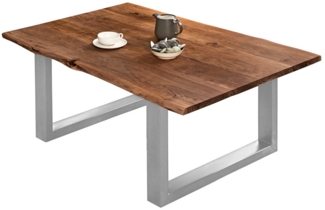 Couchtisch Baumkante massiv Akazie Nussbaum 100x70 silber BILLY 526555