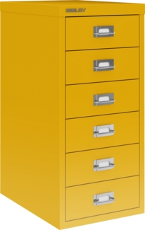 Bisley Multidrawer Schubladenschrank aus Metall mit 6 Schubladen DIN A4 ohne Sockel - Farbe: Sunflower, L296-642