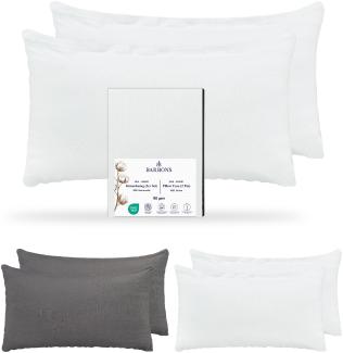 Barbons Kissenbezug 40x70 Weiss 2er Set – 165 g/m² Oeko-TEX Zertifiziert Kopfkissenbezug 100% Jersey Baumwolle weiche Kissenbezüge Kissenhülle mit Reißverschluss (40x70-Weiss)