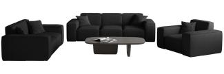 Sofaset Designersofa CELES PREMIUM 3-2-1 in Stoff Ascot Bukla Schwarz