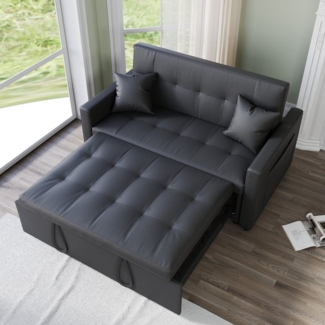 SONNI Schlafsofa Klappbares Sofabett 2-in-1 mit Katzenleder Sofa Bettcouch, mit Schlaffunktion, 3 Verstellbare Winkel, Couch mit 2 Kissen