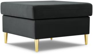 Micadoni Samtstoff Pouf Hocker Moghan | Bezug Dark Grey | Beinfarbe Gold Metal