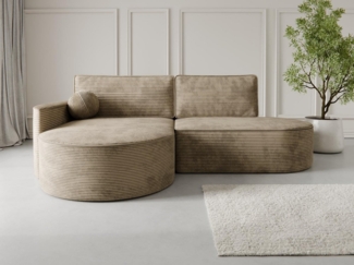 Compleo Ecksofa L MORENO, Designer Couch L, Exklusives Ecksofa, Abgerundete Formen