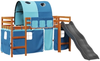 vidaXL Kinderhochbett mit Tunnel Blau 80x200 cm Massivholz Kiefer 3309099