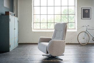 KAWOLA Sessel SARI Relaxsessel drehbar Stoff taupe 108 x 89 x 77 cm