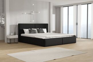 Polsterbett Doppelbett BERGEN Komplettset 120x200cm Stoff Magic Velvet Schwarz