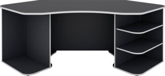 byLiving 'Thanatos' Schreibtisch in Anthrazit mit Kanten in Weiß, viel Stauraum und XXL Tischplatte, 198 x 76 x 85 cm (BxHxT)