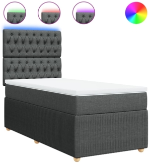 vidaXL Boxspringbett mit Matratze Dunkelgrau 80x200 cm Stoff 3294191