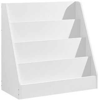SONGMICS Kinder Bücherregal mit 4 Ebenen, Montessori Regal für Bilderbücher, Leseecke Kinderzimmer, 30 x 60 x 60 cm, weiß