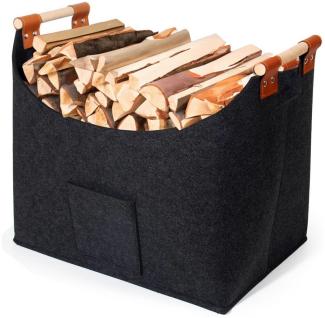 Zedelmaier Kaminholzkorb Holzkorb fürKaminholz,Aufbewahrungskorb Groß,Dicker Filztasche Shopper, Extra dicker (5mm)