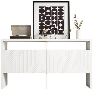 i@home Sideboard Schrank, Schwarz/Weiß, mit 2 offenen Fächern und 4 Türen, Maße: 140 x 75 x 35 cm (B x H x T)