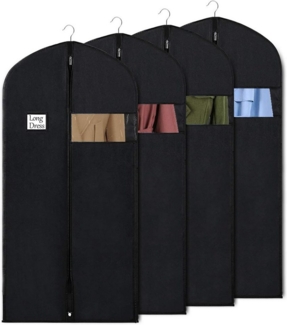 NUODWELL Kleiderständer 4 Stück 60x152 cm Kleidersack, Anzughüllen mottensicher, mit reißverschluss,Atmungsaktiver Stoff mit Klarem Fenster