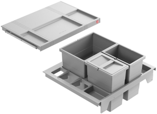 Hailo 3620611 Abfallsorter SEPARATO K 60, 34 (1x18 + 2x8) Liter / Hailo XS Inset 60.3/34 für 60 cm SB