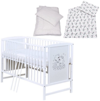 Baby-Delux Komplettbett Babybett Mia Komplettset, 7-tlg, Kinderbett 60x120 cm weiß, Bettset verschiedene Designs