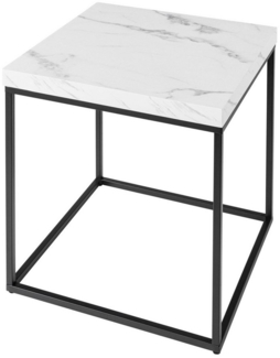 riess-ambiente Beistelltisch ARCHITECTURE 45cm weiß / schwarz (Einzelartikel, 1-St), Wohnzimmer · Marmor-Design · Metall-Gestell · Industrial