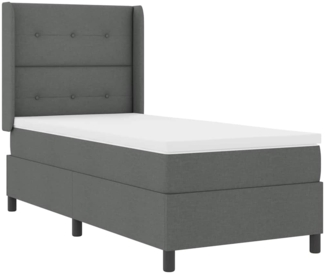 vidaXL Boxspringbett mit Matratze - Dunkelgrau, 80x200 cm, aus Stoff 3341610