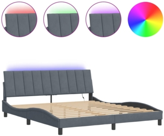 vidaXL Bettgestell mit LED ohne Matratze "Hanko" Dunkelgrau 180x200 cm Samt 3213794