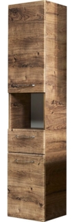 Saphir Hochschrank Quickset Badschrank 35 cm breit, 2 Türen, 1 Nische, 1 Schublade Badezimmer-Hochschrank inkl. Türdämpfer, Griffe in Chrom glänzend