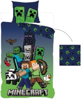 Minecraft Bettwäsche Wendebettwäsche ideal für kleine Minecraft Fans 140x200 cm