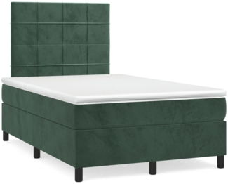 vidaXL Boxspringbett mit Matratze Dunkelgrün 120x200 cm Samt 3143016