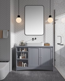 Vasagle Waschbeckenunterschrank höhenverstellbare Ablagen, 90 x 30 x 60 cm, Taubengrau