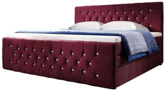 Boxspringbett Nobile mit Strass und Stauraum Grau 140x200 H3