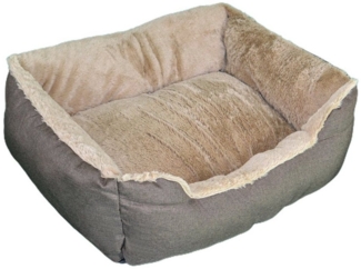 Defactoshop Tierbett Hundebett, Kissen in Leinenoptik, Hundekorb, erhöhte Ränder, verschiedene Größen