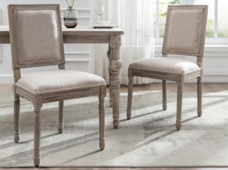 Vente-unique - Stuhl 6er-Set - Stoff & Kautschukholz - Beige - AMBOISETTE