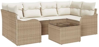 vidaXL Garten-Sofa-Set 7 pcs Beige 55 x 55 x 37 cm Poly Rattan 3345601