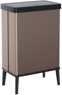 Dmora Mülleimer Tofino, Abfalleimer, Behälter zur getrennten Abfallsammlung, Müllschrank, 44x27 h69 cm, Braun