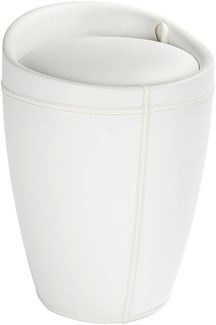 WENKO CANDY Badhocker, Weiß Lederoptik, mit abnehmbarem Wäschesack