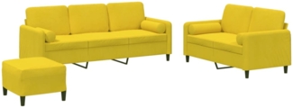 vidaXL 3-tlg. Sofagarnitur mit Kissen Gelb Samt 3202050