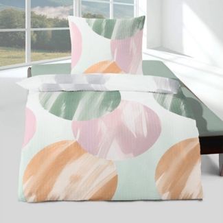 TRAUMSCHLAF Bettwäsche Kreise, Seersucker, 2 teilig, bügelfreie Seersucker Qualität