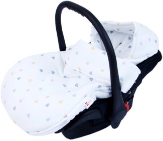 BabyLux Fußsack Sommerfußsack 90cm für Babyschale, Kinderwagen & Buggy Frühling Herbst, md4 - Musselin Bunte Herzen Fußsack