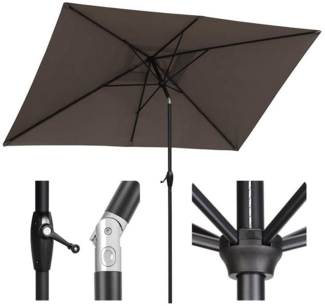 Sekey Sonnenschirm mit Kurbel und UV50+, knickbar, Aluminium cappuccino, 200 × 300 cm