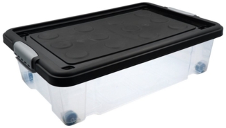 hrb Unterbettkommode transparente Aufbewahrungsbox Rollbar Unterbettbox mit Deckel Click (1 St)