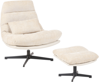 Drehsessel TOVIK mit Fußstütze Stoff Hellbeige