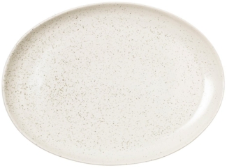 Broste Copenhagen Servierplatte NORDIC VANILLA Platte oval 35,5 cm, Steingut mit reaktiver Glasur, (Platten), Nordic Vanilla Platte oval