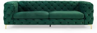 Casa Padrino Chesterfield Sofa in Grün / Gold 240 x 97 x H. 73cm