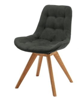 Massivart® Polsterstuhl drehbar, Esszimmerstuhl, Microfaser braun, anthrazit, »Belfast«, Gestell Wildeiche massiv · Steppungen