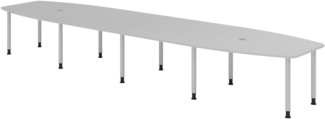 bümö Konferenztisch oval 520x130 cm großer Besprechungstisch in grau, Besprechungstisch mit Chromfüßen, Meetingtisch für 18 Personen, XXL-Tisch für Besprechungsraum & Meeting, KT52C-5-S