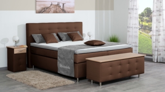 Meisterbetten Boxspringbett Lago 100x220 in KL-Braun, Matratzenbezug Nano, Ergoflex-Topper