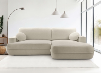 AX LIVING Ecksofa mit Schlaffunktion Peoni 267cm beige mit Bettkasten R